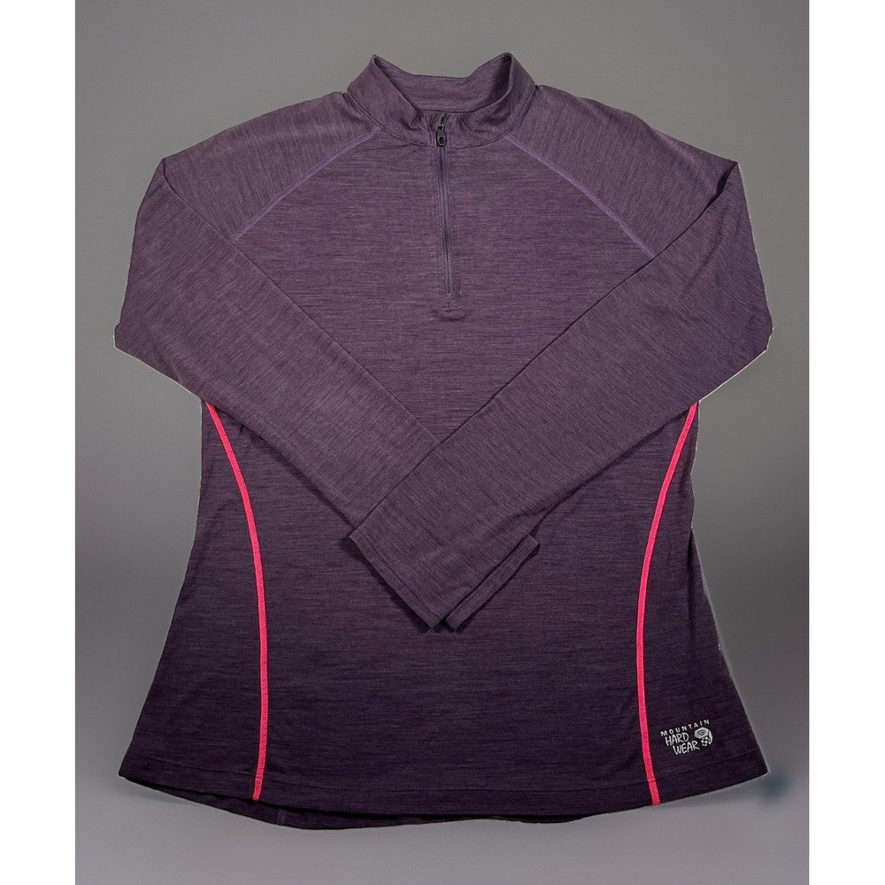 Mountain Hardwear Womens Merino Wool Blend 1/4 Zip Pullover Top Purple Large